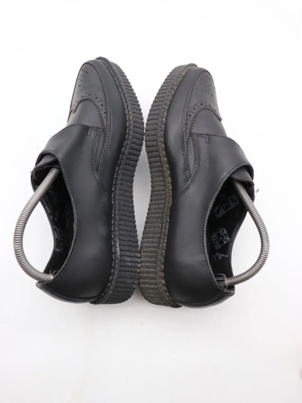 T.U.K. Black Tukskin Wingtip Point Creeper Women's 11 Men's 9 Buckle Shoes